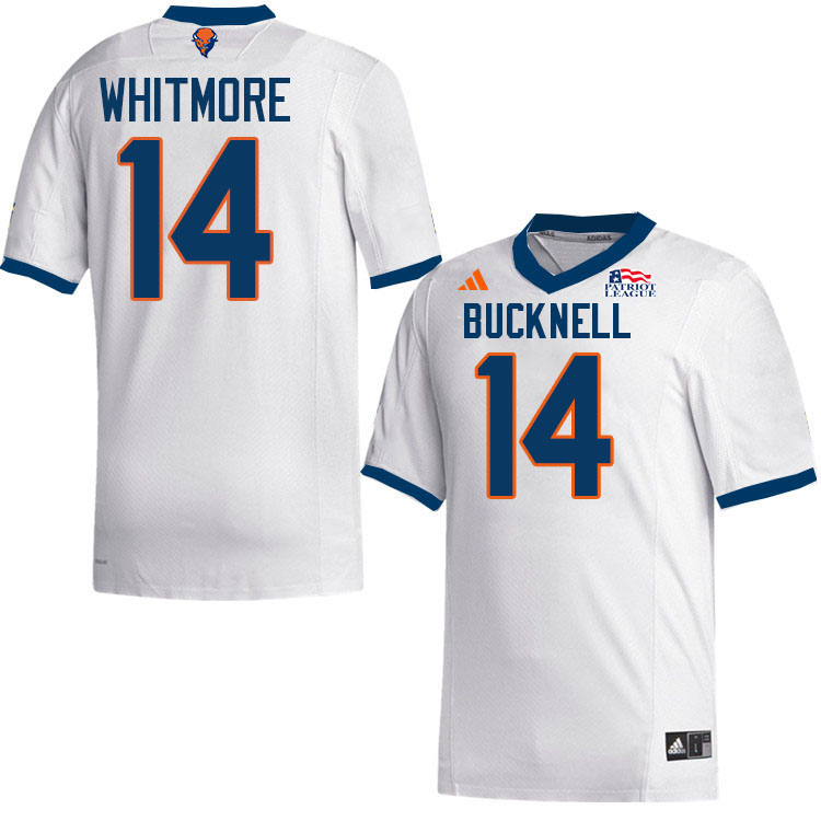 Bucknell Bison #14 Takai Whitmore College Football Jerseys,Uniforms-White